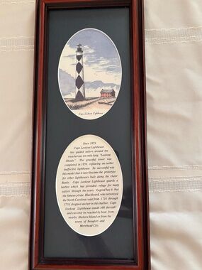 Cape Lookout Lighthouse Framed Art Outer Banks NC. 15 1/2x6 1/4